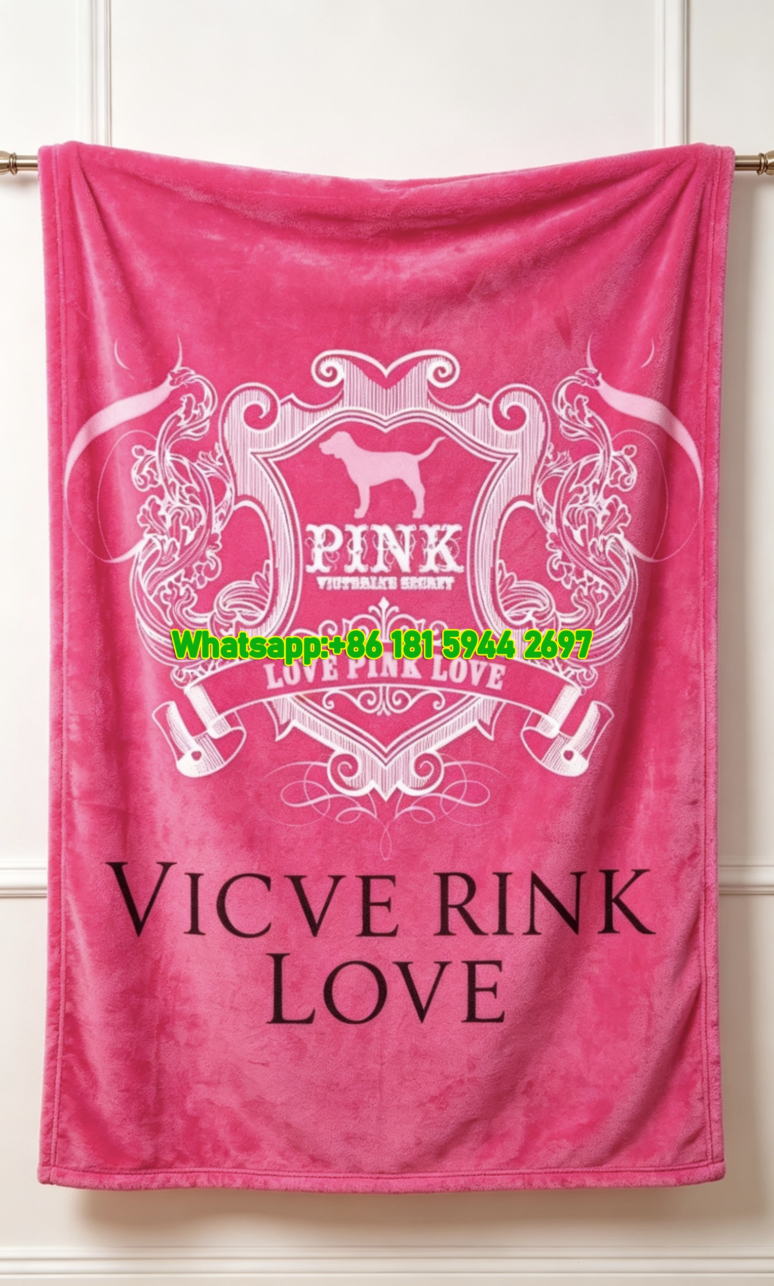 Victoria's Secret Love Pink Flannel Fleece Throw Blanket V022